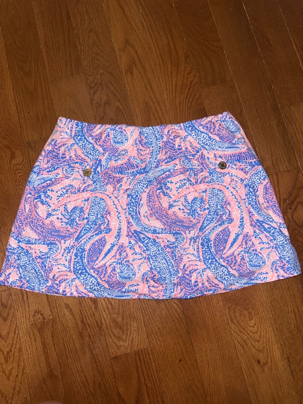 Lilly Pulitzer Pink and Blue Paisley Mini Skirt with shorts